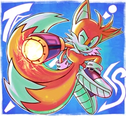 Size: 4096x3762 | Tagged: safe, artist:majindoodles, miles "tails" prower, blaster, energy gun