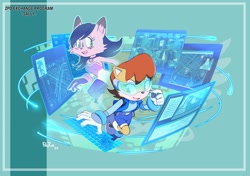 Size: 1654x1165 | Tagged: safe, artist:powree, nicole the hololynx, sally acorn