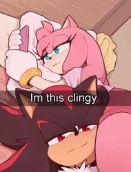 Size: 1694x2227 | Tagged: safe, artist:moontoonsy, amy rose, shadow the hedgehog, amy x shadow