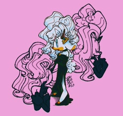 Size: 2000x1898 | Tagged: safe, artist:ikkomaruluv, lanolin the sheep, 2025, dress, pink background, simple background, solo