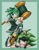 Size: 1602x2048 | Tagged: safe, artist:viciousbutprecious, amy rose, surge the tenrec, color swap, duo, frown, green amy, green background, piko piko hammer, simple background, smile, standing on them