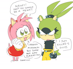 Size: 1980x1884 | Tagged: safe, artist:sookilini, amy rose, surge the tenrec