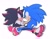 Size: 1457x1146 | Tagged: safe, artist:amanotoo, shadow the hedgehog, sonic the hedgehog, 2023, duo, gay, looking at each other, shadow x sonic, shipping, simple background, sitting on them, soap shoes, white background