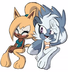 Size: 2968x3122 | Tagged: safe, artist:cosmicseternity, tangle the lemur, whisper the wolf, bikini, swimsuit