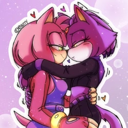 Size: 1024x1024 | Tagged: safe, artist:riinity, amy rose, blaze the cat, amy x blaze, shipping