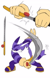 Size: 2650x4096 | Tagged: safe, artist:thenovika, big the cat, cat, katana, male, solo