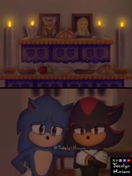 Size: 1536x2048 | Tagged: safe, artist:jocelynminions, longclaw, maria robotnik, shadow the hedgehog, sonic the hedgehog, day of the dead