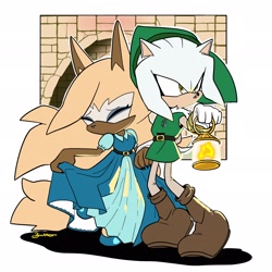 Size: 2048x2048 | Tagged: safe, artist:butterrrmoth, silver the hedgehog, whisper the wolf, cosplay, link (loz), princess zelda (zelda)