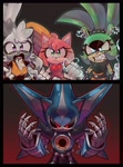 Size: 2200x2970 | Tagged: safe, artist:_karl0_, amy rose, metal sonic, surge the tenrec, tangle the lemur