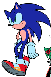 Size: 371x566 | Tagged: safe, artist:rodka_sth, scourge the hedgehog, sonic the hedgehog, 2024, duo, simple background, solo focus, white background