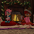 Size: 3000x3000 | Tagged: safe, artist:theowlgoesmoo, amy rose, sally acorn, 3d, alternate outfit, christmas, christmas lights, duo, duo female, female, fire, fireplace, hand under chin, head tilt, indoors, legs crossed, mug, pillow, sitting, smile, winter