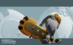 Size: 2048x1280 | Tagged: safe, artist:sonicridersrevo, storm the albatross, 2023, 3d, babylon rogues logo, echo background, extreme gear, holding something, looking at viewer, scratching head, solo, sonic riders, sonic riders evo, standing, wallpaper