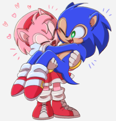 Size: 573x600 | Tagged: safe, artist:mono, amy rose, sonic the hedgehog, amy x sonic, amybetes, cute, heart, shipping, simple background, sonabetes, straight, white background