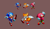 Size: 350x200 | Tagged: safe, artist:doa687, knuckles the echidna, miles "tails" prower, sonic the hedgehog, echidna, fox, hedgehog, sonic mania, 2018, brown background, classic knuckles, classic sonic, classic sonic (universe), classic tails, looking at viewer, male, mid-air, pixel art, posing, redraw, simple background, smile, smiling at viewer, sprite, team sonic, trio