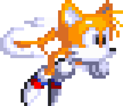 Size: 576x496 | Tagged: safe, artist:decodedpixels, miles "tails" prower, 2024, animated, classic tails, flying, gif, infinite loop, looking ahead, looking offscreen, pixel art, simple background, solo, sonic the hedgehog 3, spinning tails, sprite, style emulation, transparent background
