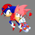 Size: 1070x1070 | Tagged: safe, artist:allysonvalley, amy rose, sonic the hedgehog, hedgehog, sonic cd, 2025, alternate outfit, backwards cap, cap, classic amy, classic sonic, classic sonic (universe), classic style, clothes, duo, female, frown, gender swap, grey background, hat, heart, male, shirt, signature, simple background, smile