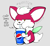 Size: 931x850 | Tagged: safe, artist:pukopop, chip, sonic unleashed, 2023, :3, chipabetes, cute, drink, drinking, english text, fizzy soda can, flat colors, grey background, holding something, lidded eyes, looking ahead, looking offscreen, male, no pupils, paws, pepsi, real-time fandub games, sfx, signature, simple background, sitting, soda, solo, star (symbol), text