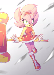 Size: 1280x1773 | Tagged: safe, artist:ardonanavas, artist:merynaito, amy rose, 2020, eyelashes, frown, holding something, looking ahead, looking offscreen, solo