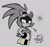 Size: 1378x1300 | Tagged: safe, artist:irregularcloudi, sonic the hedgehog, surge the tenrec, 2025, duo, flat colors, grey background, greyscale, hands on hips, monochrome, mouth open, simple background, solo focus, spot color, swimming tube, tank top, wheat