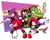 Size: 3558x2863 | Tagged: safe, artist:crazypstg, charmy bee, espio the chameleon, knuckles the echidna, mighty the armadillo, vector the crocodile, armadillo, bee, crocodile, echidna, lizard, knuckles chaotix, 2023, abstract background, chameleon, frown, group, kunai knife, signature, smile, team chaotix