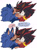 Size: 1215x1646 | Tagged: safe, artist:luffydguzzler, shadow the hedgehog, sonic the hedgehog, hedgehog, 2021, beanbrows, blushing, blushing shoulder, cute, dialogue, duo, english text, fluffy, freckles, gay, kiss, male, shadow x sonic, shadowbetes, shipping, simple background, sonabetes, speech bubble, text, white background