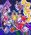 Size: 1024x1137 | Tagged: safe, artist:joltedfox06, charmy bee, espio the chameleon, knuckles the echidna, mighty the armadillo, vector the crocodile, knuckles chaotix, 2025, abstract background, classic charmy, classic espio, classic knuckles, classic mighty, classic vector, flapping wings, flying, frown, group, holding something, looking at viewer, looking offscreen, mid-air, mouth open, outline, ring, ring chain, running, smile, sparkles, team chaotix, text, treads, watermark, white outline