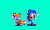 Size: 600x355 | Tagged: safe, artist:cartoonsanimate22, miles "tails" prower, sonic the hedgehog, fox, hedgehog, 2022, alternate version, animated, blue background, classic sonic, classic tails, dancing, duo, gif, happy, infinite loop, looking at viewer, meme, pixel art, simple background, smile, smiling at viewer, sprite