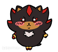 Size: 373x329 | Tagged: safe, artist:emthimofnight, shadow the hedgehog, hedgehog, 2025, blushing, cute, flat colors, shadowbetes, simple background, smile, smiling at viewer, solo, white background