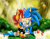 Size: 3850x2975 | Tagged: safe, artist:unlit-myriad, sally acorn, sonic the hedgehog, chipmunk, hedgehog, 2016, bush, crepuscular rays, duo, eyes closed, flower, forest, holding hands, kneeling, sally x sonic, sally's ringblader outfit, shipping, smile, straight, tree