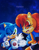 Size: 1228x1569 | Tagged: safe, artist:juno_yamaguchi, sally acorn, sonic the hedgehog, chipmunk, hedgehog, 2022, drink, duo, female, male, mug, nighttime, sally x sonic, sally's ringblader outfit, shipping, straight