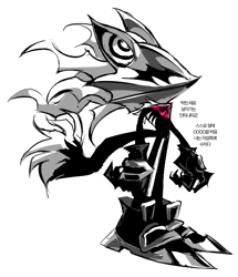 Size: 672x780 | Tagged: safe, artist:or__todd, infinite the jackal, 2025, infinite's mask, korean text, simple background, solo, standing, white background