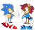 Size: 1280x1089 | Tagged: safe, artist:tvict101, sally acorn, sonic the hedgehog, chipmunk, hedgehog, 2022, classic sally, classic sonic, classic style, duo, ponytail, sally x sonic, sally's ringblader outfit, shipping, straight