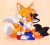 Size: 2000x1781 | Tagged: safe, artist:montyth, miles "tails" prower, oc, oc:tony the fox, fox, 2025, cream background, cute, duo, eyes closed, hugging, male, simple background, smile, standing, three tails