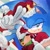 Size: 2000x2000 | Tagged: safe, artist:sereontea, sonic the hedgehog, 2025, alternate outfit, belt, bowtie, cape, christmas, christmas hat, christmas outfit, clothes, crown, hat, jacket, lidded eyes, signature, smile, smiling at viewer, solo