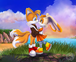Size: 995x803 | Tagged: safe, artist:sanzokudebien, cream the rabbit, miles "tails" prower, cream x tails, shipping