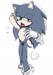 Size: 1448x2048 | Tagged: safe, artist:slow_footed8, sonic the hedgehog, 2025, japanese text, mouth open, simple background, solo, white background