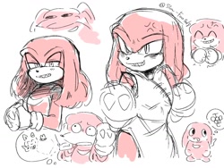 Size: 1024x768 | Tagged: safe, artist:slow_footed8, knuckles the echidna, rouge the bat, chao, 2025, character chao, crossdressing, dress, knuckles chao, monochrome, simple background, smile, solo, standing, white background
