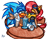 Size: 965x744 | Tagged: safe, artist:jayfoxfire, sally acorn, sonic the hedgehog, chipmunk, hedgehog, 2015, drink, drinking, duo, female, looking at each other, male, milkshake, sally x sonic, shipping, sonic boom (tv), straight