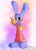 Size: 2048x2877 | Tagged: safe, artist:i-mm-o, artist:immo_____, rabbit, 2024, barefoot, barely sonic related, clothes, crossover, gloves, gradient background, hand on hip, jax (the amazing digital circus), lidded eyes, mobianified, overalls, paws, smile, solo, standing, the amazing digital circus, v sign, yellow gloves, yellow sclera, yellow teeth