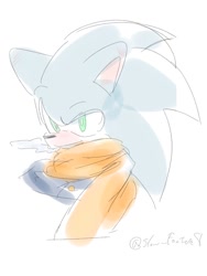 Size: 768x1024 | Tagged: safe, artist:slow_footed8, sonic the hedgehog, 2025, scarf, simple background, solo, white background