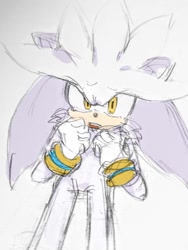 Size: 768x1024 | Tagged: safe, artist:slow_footed8, silver the hedgehog, 2025, looking at viewer, simple background, solo, white background