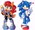 Size: 2300x2000 | Tagged: safe, artist:yoshiyoshi700, nicole the handheld, sally acorn, sonic the hedgehog, chipmunk, hedgehog, 2022, duo, eye clipping through hair, hand on hip, heart, movie style, pose, redesign, sally x sonic, sally's ringblader outfit, shipping, simple background, smile, straight, white background, wink