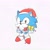 Size: 2048x2048 | Tagged: safe, artist:neku_646611, sonic the hedgehog, 2025, classic sonic, classic sonic (universe), commission, cute, gift box, holding something, looking at viewer, present, santa hat, santa outfit, simple background, solo, standing, white background