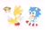 Size: 1974x1284 | Tagged: safe, artist:neku_646611, miles "tails" prower, sonic the hedgehog, 2025, classic sonic, classic sonic (universe), classic tails, duo, looking at each other, looking at them, simple background, smile, standing, white background