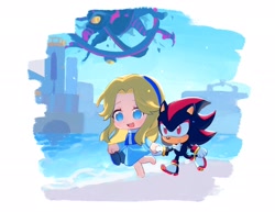 Size: 2048x1583 | Tagged: safe, artist:neku_646611, maria robotnik, shadow the hedgehog, human, sonic x shadow generations, 2025, duo, holding hands, walking