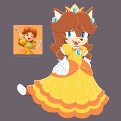 Size: 1280x1280 | Tagged: safe, artist:kanayanga, cat, mobianified, princess daisy