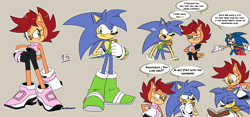 Size: 2226x1044 | Tagged: safe, artist:risziarts, manik acorn, sonia acorn, sonic the hedgehog, chipmunk, hedgehog, 2023, book, brother and sister, dialogue, duo, english text, king sonic, parent:sally, parent:sonic, reading, ringblader, sally x sonic, shipping, siblings, straight, teenager