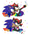 Size: 540x655 | Tagged: safe, artist:survivalstep, shadow the hedgehog, sonic the hedgehog, 2018, arm around shoulders, asexual, asexual pride, bandana, bisexual, bisexual pride, blushing, cape, confetti, cute, duo, flat colors, gay, gay pride, green blush, kiss, kiss on cheek, phone, pride, selfie, shadow x sonic, shipping, shirt, simple background, smile, standing, sunglasses, tan skin, v sign, white background
