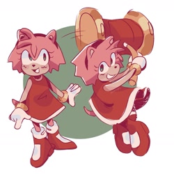 Size: 2018x2019 | Tagged: safe, artist:sunzips, amy rose, hedgehog, 2020, cute, eyelashes, holding something, piko piko hammer, smile, smiling at viewer, solo