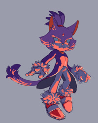 Size: 1702x2134 | Tagged: safe, artist:luc3ks, blaze the cat, cat, 2020, frown, grey background, looking offscreen, simple background, solo, whiskers